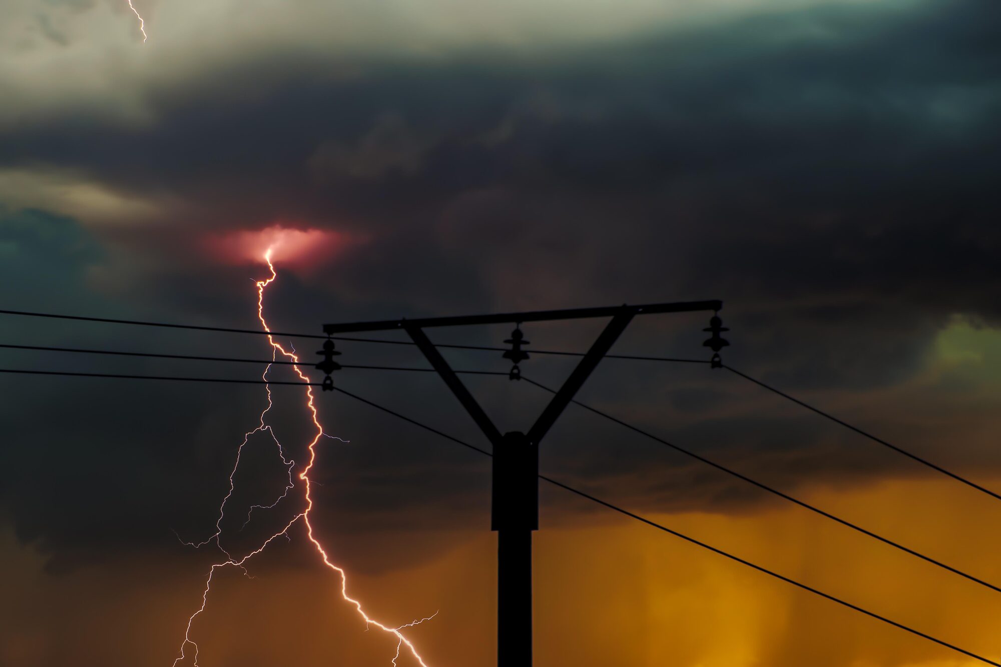 Storm damage to overhead power lines